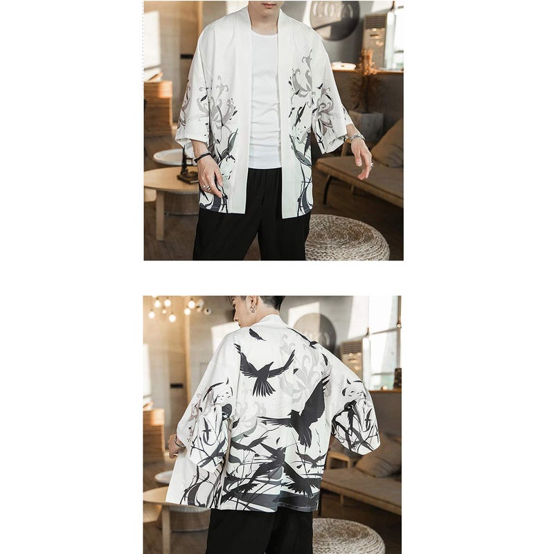 Seidarise Men's Haori Jacket Kimono Cardigan Yukata Noragi Happi Coat - Image 2
